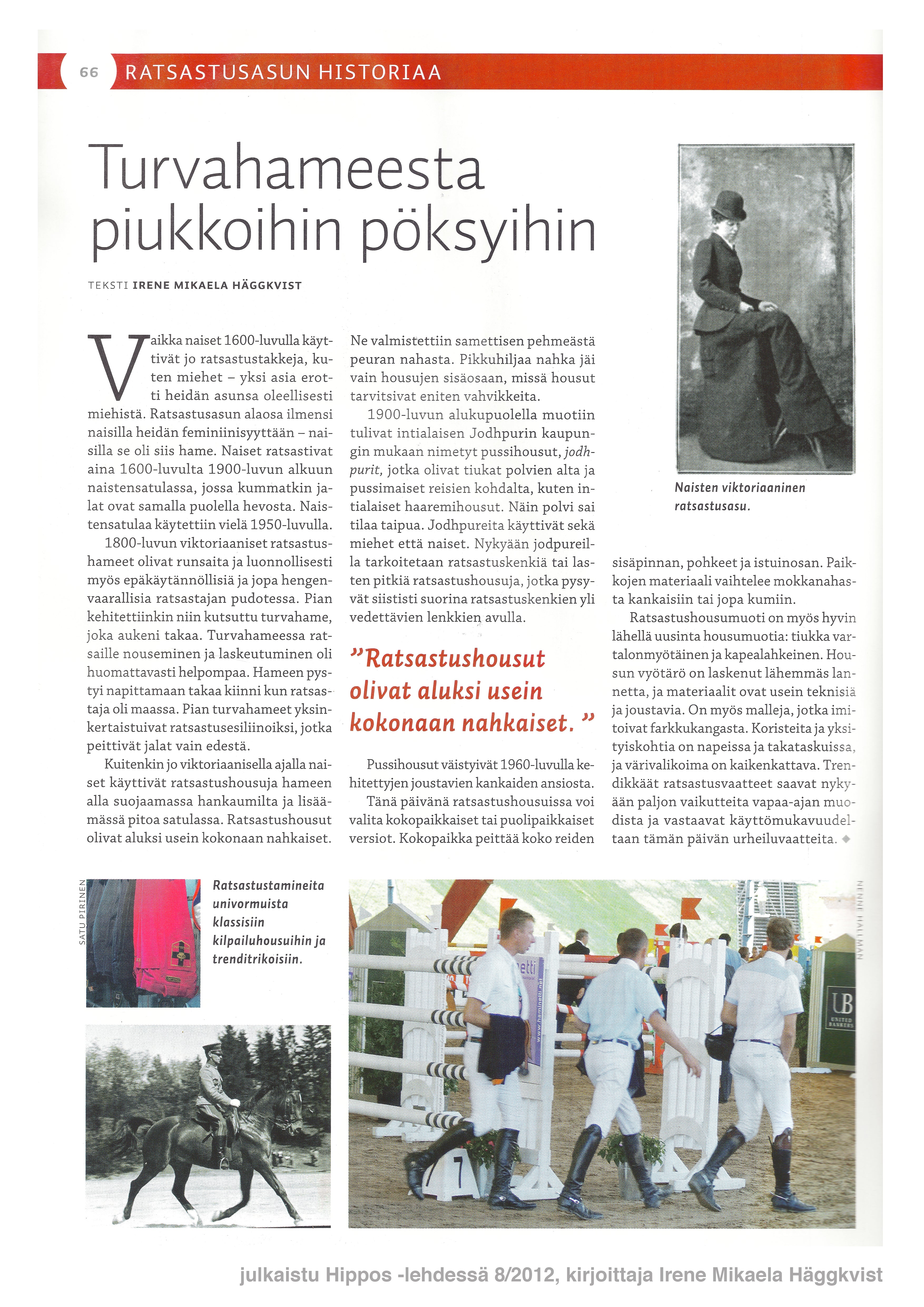 Turvahameesta tiukkoihin housuihin – ratsastushousujen synty