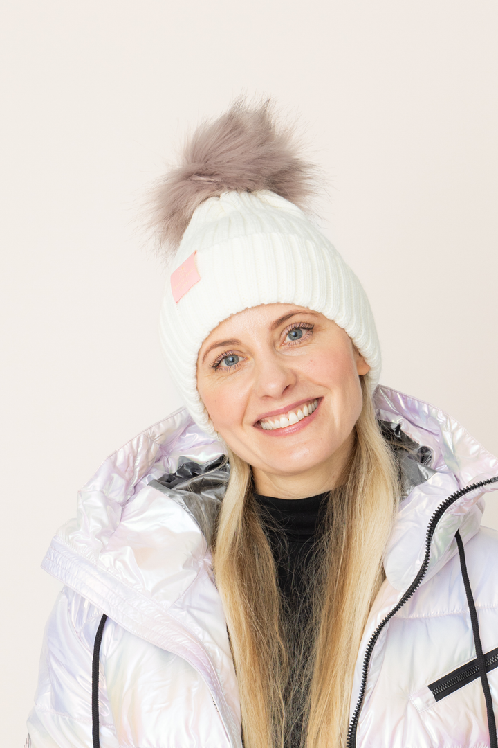 PomPom Sailor Beanie Off White