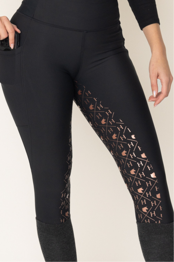 Unicorn Lola Riding Leggings Black - Rose Gold