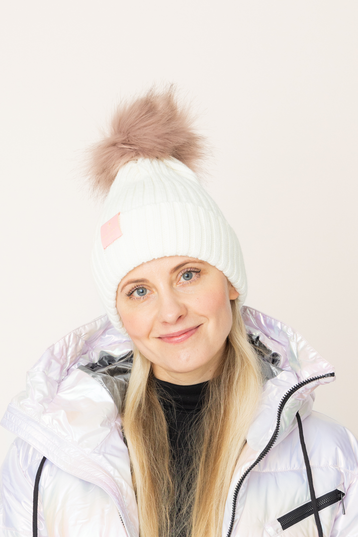 PomPom Sailor Beanie Off White