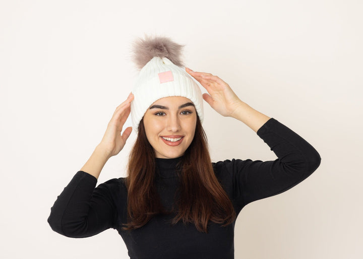 PomPom Sailor Beanie Off White